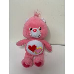 Care Bears Cheer Bear 9" Plush Pink Hearts Bean Bottom Play Along Toy 2004 FLAW